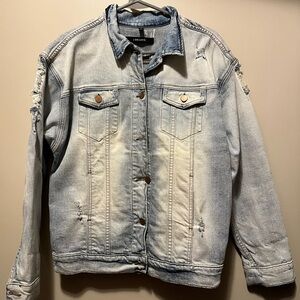 J Brand Faded Light Wash Denim Jacket | Distressed | Size OS